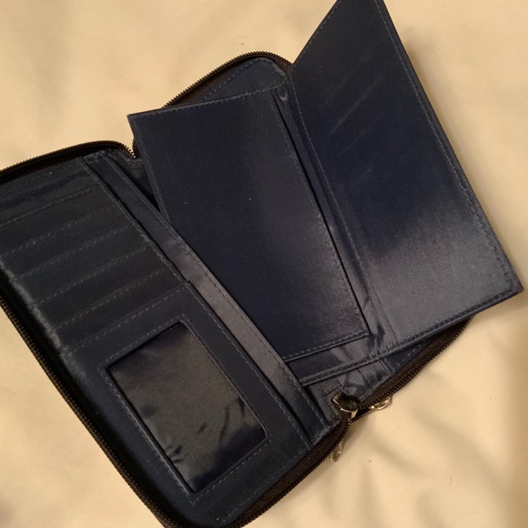 Roots Blue Denim Jean Multi-Pocket Double Zippered Wallet - Picture 8 of 12